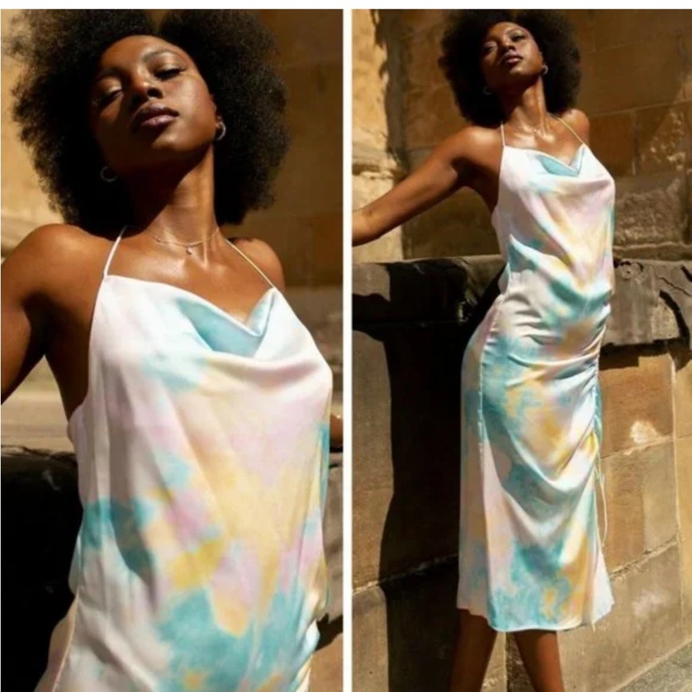 Zara Colorful Tie-Dye Slip Dress NWT